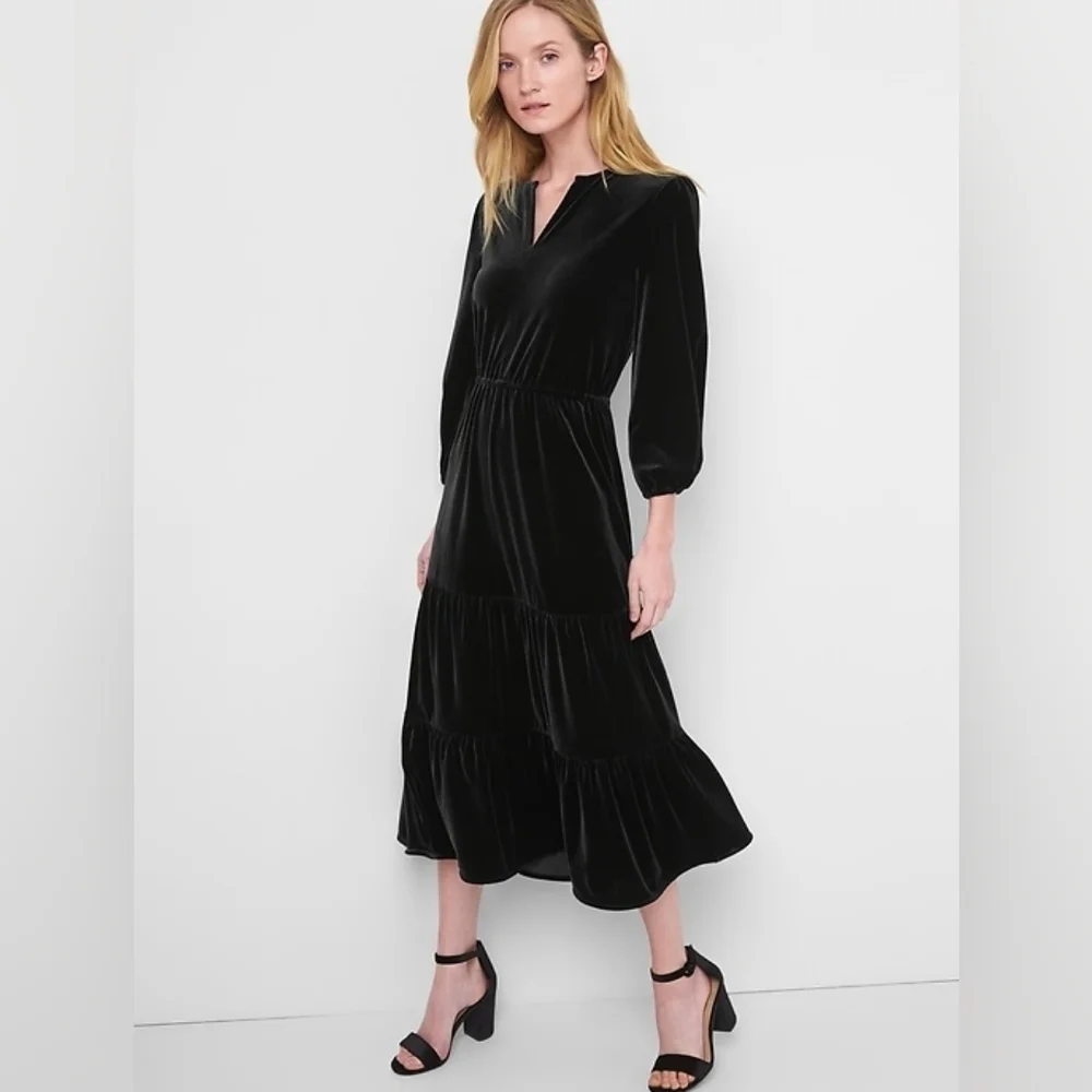 GAP | Dresses | Gap Velvet Tiered Midi Dress True Black Size Xl | Poshmark GAP | Dresses | Gap Velvet Tiered Midi Dress True Black Size Xl | Poshmark